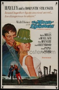 7p528 MOON-SPINNERS style A 1sh 1964 artwork of pretty Hayley Mills hiding, Peter McEnery!