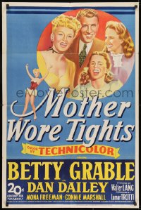 7p532 MOTHER WORE TIGHTS 1sh 1947 artwork of Betty Grable, Dan Dailey, Mona Freeman!