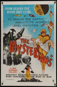 7p542 MYSTERIANS 1sh 1959 they're abducting Earth's women & leveling its cities, RKO printing!