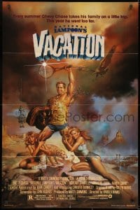 7p549 NATIONAL LAMPOON'S VACATION NSS style 1sh 1983 Chevy Chase and cast by Boris Vallejo!