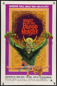 7p565 NIGHT OF THE BLOOD MONSTER 1sh 1972 Jess Franco, art of wacky beast & half-dressed sexy girl!