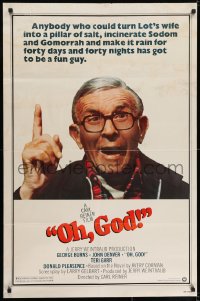 7p582 OH GOD 1sh 1977 directed by Carl Reiner, great super close up of wacky George Burns!