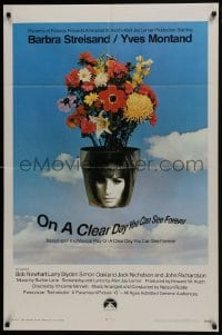 7p585 ON A CLEAR DAY YOU CAN SEE FOREVER 1sh 1970 cool image of Barbra Streisand in flower pot!