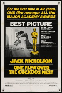 7p592 ONE FLEW OVER THE CUCKOO'S NEST awards 1sh 1975 Nicholson & Sampson, Forman, Best Picture!