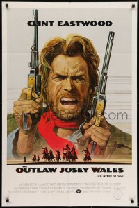 7p604 OUTLAW JOSEY WALES int'l 1sh 1976 Eastwood is an army of one, portrait art by Roy Andersen!