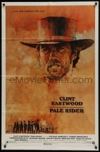 7p609 PALE RIDER 1sh 1985 great close-up artwork of cowboy Clint Eastwood by C. Michael Dudash!