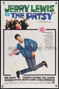7p611 PATSY 1sh 1964 wacky image of Jerry Lewis hanging from strings like a puppet!