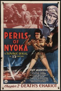 7p616 PERILS OF NYOKA chapter 2 1sh 1942 Republic serial, art of Kay Aldridge by giant gorilla!