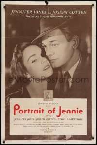 7p635 PORTRAIT OF JENNIE style A 1sh 1949 Joseph Cotten loves pretty ghost Jennifer Jones!