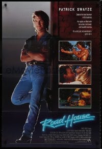7p697 ROAD HOUSE 1sh 1989 full-length Patrick Swayze is the best bouncer in the business!