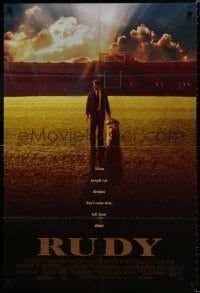 7p720 RUDY 1sh 1993 Sean Astin on field gets to play Notre Dame football!