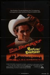 7p728 RUSTLERS' RHAPSODY 1sh 1985 cowboy western parody, cool close-up of cowboy Tom Berenger!