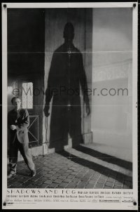 7p766 SHADOWS & FOG DS 1sh 1992 cool photographic image of Woody Allen by Brian Hamill!