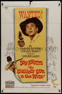 7p769 SHAKIEST GUN IN THE WEST 1sh 1968 Barbara Rhoades with rifle, Don Knotts on wanted poster!
