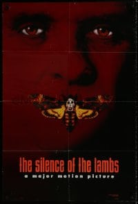 7p778 SILENCE OF THE LAMBS style B teaser DS 1sh 1991 image of Anthony Hopkins with moth over mouth!