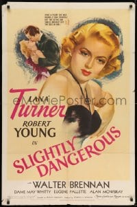 7p797 SLIGHTLY DANGEROUS style D 1sh 1943 satins & sables brought out the best in sexy Lana Turner!
