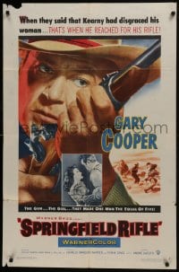 7p815 SPRINGFIELD RIFLE 1sh 1952 cool close-up artwork of Gary Cooper with rifle!