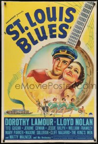 7p817 ST. LOUIS BLUES style A 1sh 1939 great close up image of sexy Dorothy Lamour & Lloyd Nolan!