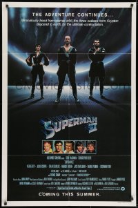 7p855 SUPERMAN II teaser 1sh 1981 Christopher Reeve, Terence Stamp, great image of villains!