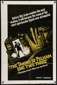 7p866 TAKING OF PELHAM ONE TWO THREE advance 1sh 1974 subway train hijacking, cool art!