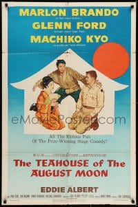 7p876 TEAHOUSE OF THE AUGUST MOON 1sh 1956 art of Asian Marlon Brando, Glenn Ford & Machiko Kyo!