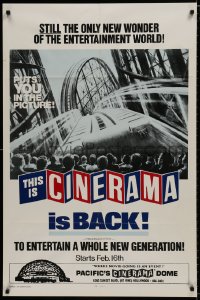 7p890 THIS IS CINERAMA advance 1sh R1973 back to entertain a whole new generation, roller coaster!