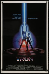 7p922 TRON 1sh 1982 Walt Disney sci-fi, Jeff Bridges in a computer, cool special effects!