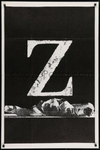 7p995 Z teaser 1sh 1969 Costa-Gavras classic, cool image of dead body under title with no credits!