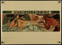 7r356 ALPHONSE MUCHA 22x30 Dutch commercial poster 1990s Vin Des Incas, great art!