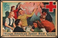 7r530 AMERICAN JUNIOR RED CROSS 15x22 commercial poster 1970s Tomaso art of youth and huge globe!