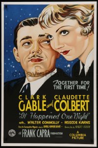 7r011 IT HAPPENED ONE NIGHT S2 recreation 1sh 2001 best art of Clark Gable & Claudette Colbert!