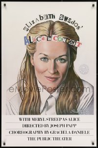 7r154 ALICE IN CONCERT 25x38 stage poster 1980 artwork of Meryl Streep in title role by Paul Davis!