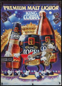 7r221 ANHEUSER-BUSCH 20x27 advertising poster 1980s King Cobra beer, wacky band on stage!
