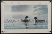 7r063 MARC BARRIE 21x31 art print 1990 Reunion - Common Loons, wonderful art of the birds!