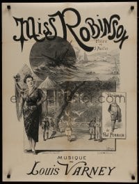 7r845 MISS ROBINSON 24x32 French stage poster 1892 art of scenes from the operetta by P. Maurou!