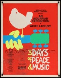 7r526 3 DAYS OF PEACE & MUSIC 22x28 commercial poster 1970s classic Arnold Skolnick art, Woodstock!