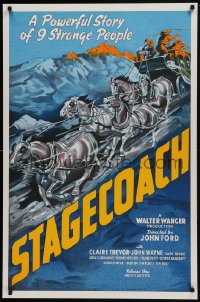 7r017 STAGECOACH S2 recreation 1sh 2000 John Ford classic, John Wayne, striking artwork!