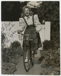 7s348 ANN SOTHERN signed deluxe 8x10 still 1942 bicycling to keep her perfect figure & good health!