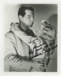 7s858 BARBARA STANWYCK signed 8x10 REPRO still 1980s c/u with Fred MacMurray from Double Indemnity!