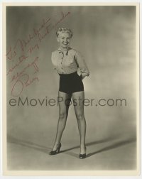 7s370 BETTY GRABLE signed deluxe 8x10 still 1950s full-length portrait showing her sexy legs!