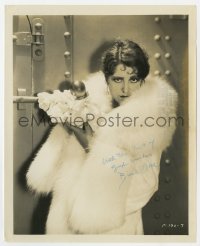 7s373 BILLIE DOVE signed 8x10 still 1928 sexy close portrait in fur from The Night Watch!