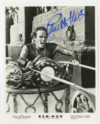 7s873 CHARLTON HESTON signed 8.25x10.25 REPRO 1980s in the classic chariot race from Ben-Hur!
