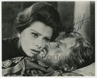 7s384 CHARLTON HESTON signed 7.5x9.25 still 1961 close up with beautiful Sophia Loren in El Cid!