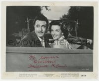 7s443 GILBERT ROLAND signed 8.25x10 still 1954 in car with sexy Jane Russell in The French Line!