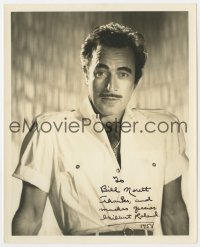 7s445 GILBERT ROLAND signed deluxe 8x10 still 1958 great waist-high portrait of the leading man!