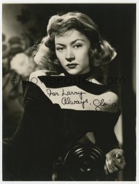 7s452 GLORIA GRAHAME signed 7.25x9.75 still 1940s sexy portrait in velvet dress with bare shoulders!