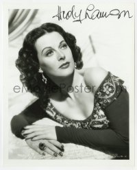7s912 HEDY LAMARR signed 8.25x10 REPRO still 1990 sexy close portrait in low cut blouse!