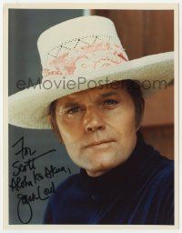 7s332 JACK LORD signed TV color 7x9 still 1970s great portrait wearing hat from Hawaii 5-0!