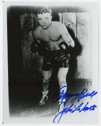 7s919 JAKE LAMOTTA signed 8x10 publicity still 1980s great portrait of the boxer in fighting stance!