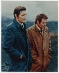 7s831 JAMES MACARTHUR signed color 8x10 REPRO still 1980s with Jack Lord in Hawaii Five-O!